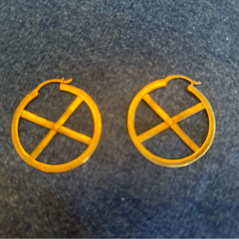 Gold Circular X Hoop Earrings from Julie Vos